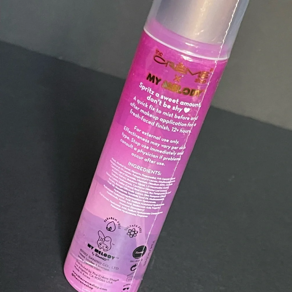 Crème shop x Sanrio My Melody setting spray. Cruelty free.